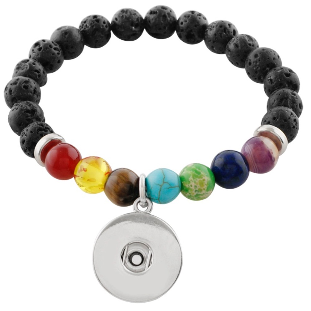 Snap Button Jewelry Black Lava Bead Bracelet